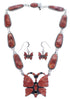 Sterling Silver Butterfly Multicolor Jewelry Link Necklace Set PX37091